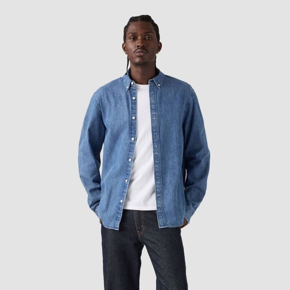 Levi's Men's Relaxed Fit Classic Long Sleeve Button-Down Shirt - Blue Denim XL